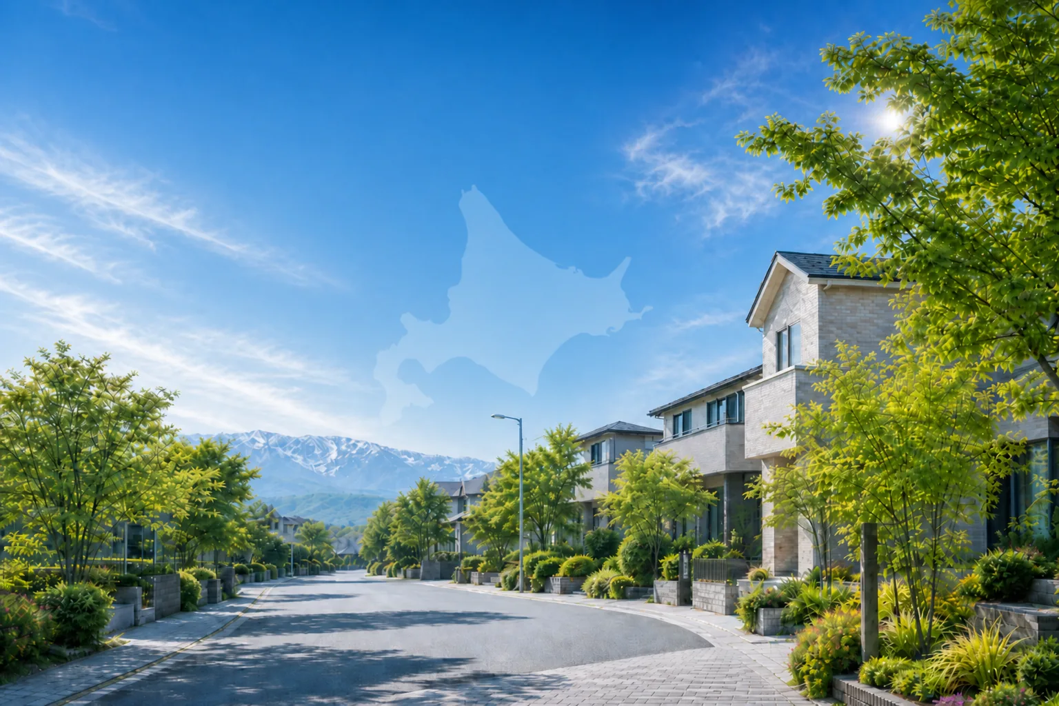 北海道の夏の住宅街イメージ
